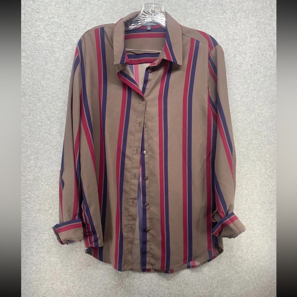 Madison Men's Brown Striped Button Down Shirt